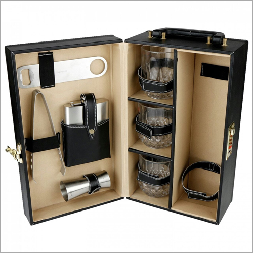 Bar Set Box - PU Material, 15.5 inches | Button Closure, Antistatic, Biodegradable, Shock Resistant, Portable Customized Design