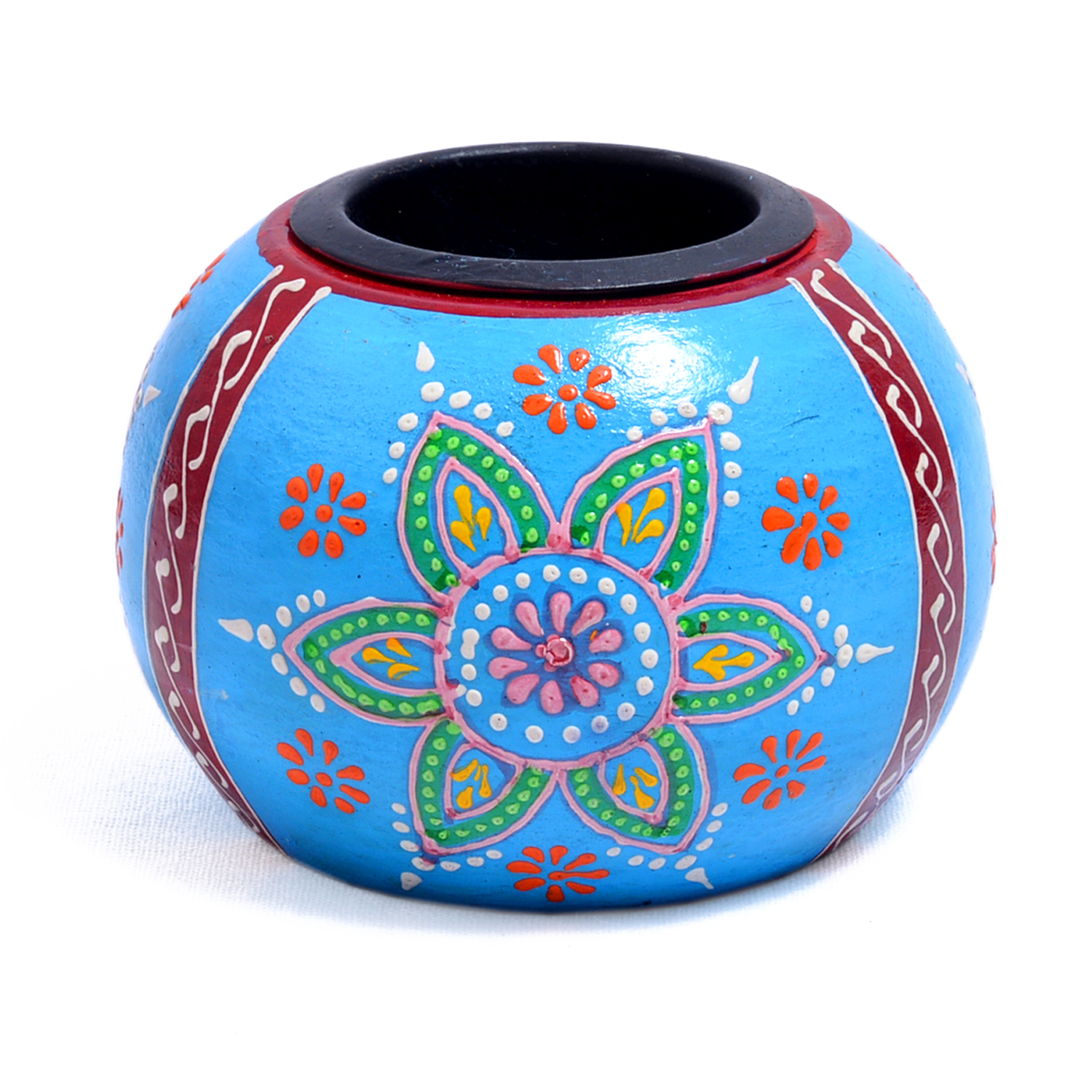 Indian Home Decor Emboss Painted Wooden Ball Tea Light