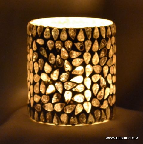 Black Mosaic Hand Decor Candle Holder