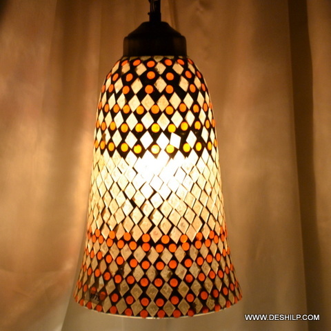 Yellow And Red rooftop Mosaic Handmade Glass Wall Hanging