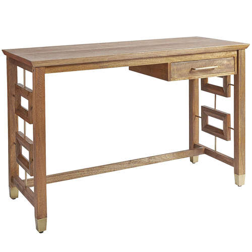 Designer Wooden Console Table - 20x15 inches, Brown | Eco-Friendly, Handmade Artwork, Non-Foldable