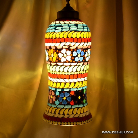 6x14 Inch Modern art Multi Mosaic Glass Wall Hanging Lamp