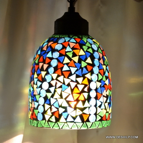 Multi Colour Mosaic Hanging Lamp