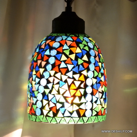 Multi Mosaic Glass Hanging Lamp