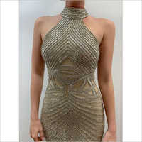 Golden Beaded Evening Gown