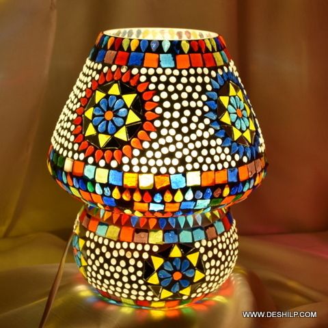 Multi Mosaic Glass Table Lamp