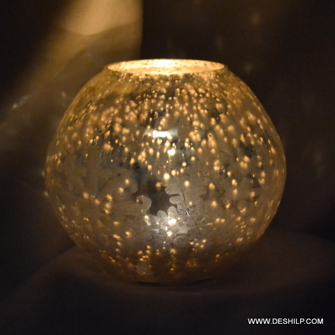 Silver Round Brown Gold Bronze Candle Holder