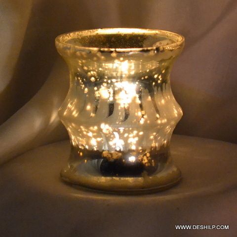 Silver Glass T Light Candle