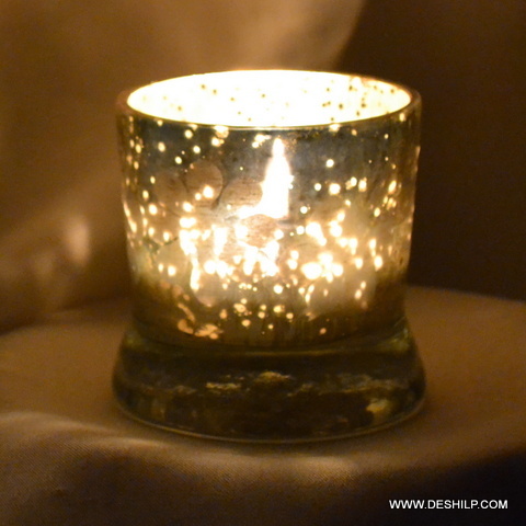 Glass Silver T Light Candle Holder