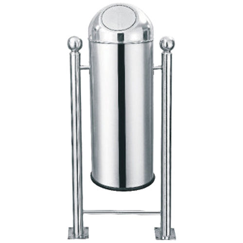 Silver Outdoor Push Bin