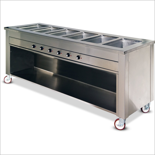 Bain Marie Counter - Stainless Steel, Customized Sizes | Smooth Revolving Wheels, High Productivity for Hotels and Restaurants