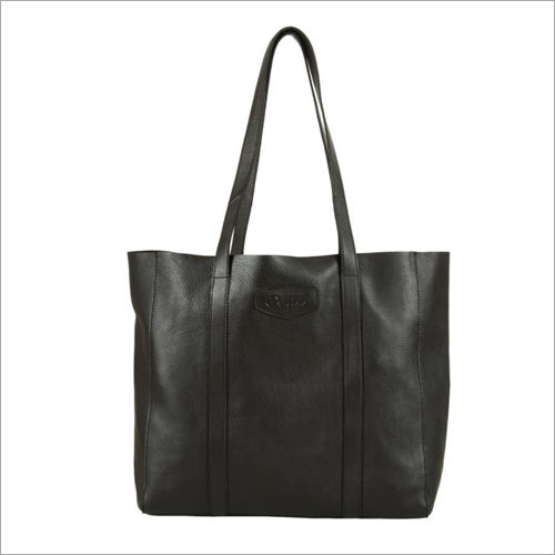 Black Ladies Dark Brown Leather Tote Bag