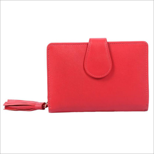 Ladies Red Leather Zip Wallet Size: Small