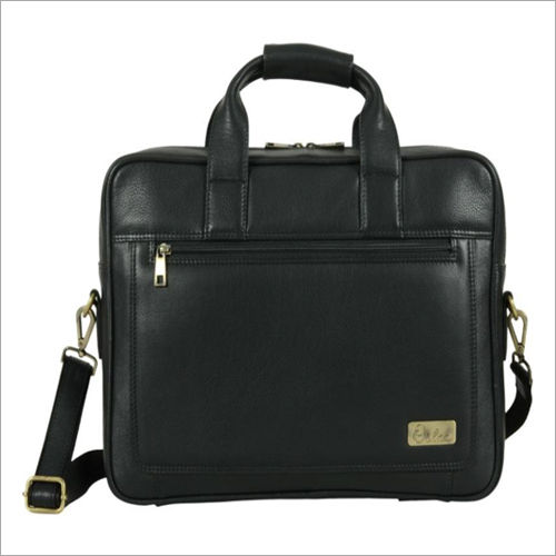 Mens Black Leather Laptop Bag Size: Small