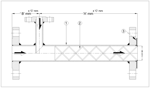 Silver Type 'B' Flanged Static Mixer -Low Pressure Loss Design