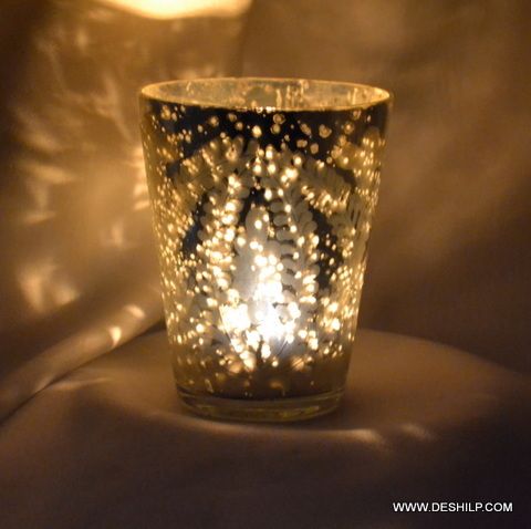 Modern Glass Silver Candle Holder