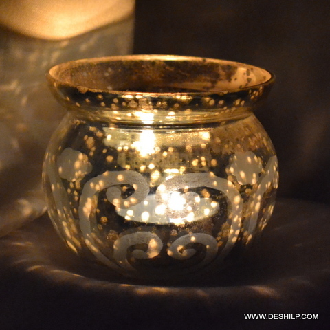 Indian Craft Glass Candle Holder