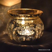 Silver Indian Craft Glass Candle Holder