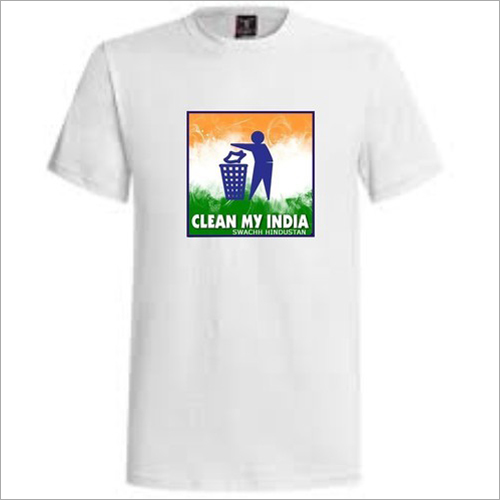 Promotional Round Neck Logo T-Shirt - Cotton Fabric, Unisex, Short Sleeves, Printed Design | Stretchable Fit, Tear Resistent, Custom Sizes & Prints