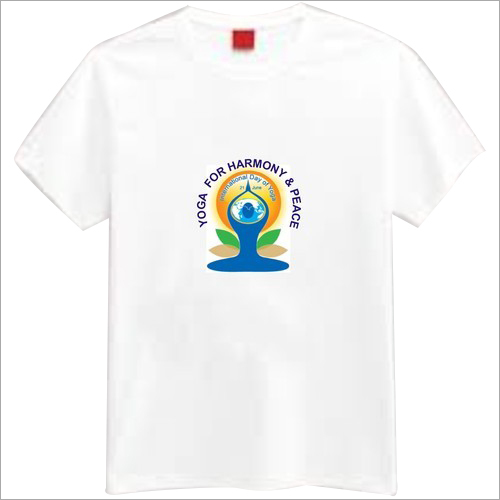 Promotional Yoga T-Shirt - Polyester Fabric Unisex O-Neck Short Sleeves Available in Various Sizes | Printed Yoga Logo Design
