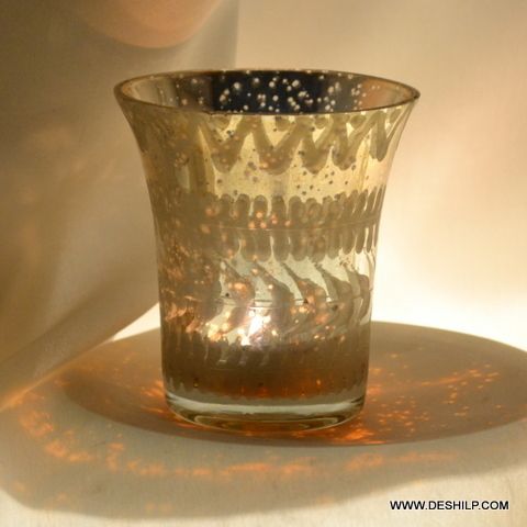 Very Small Silver Glass Candle Holder