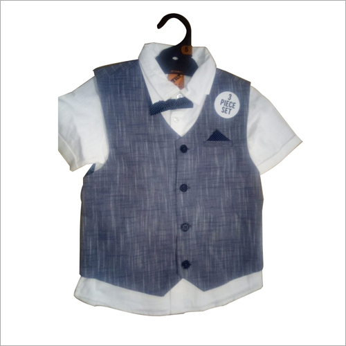 White And Blue Boys Three Piece Suit