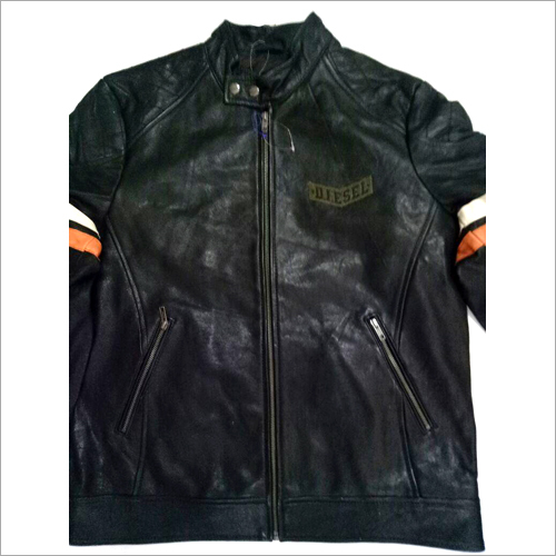 Black Branded Mens Leather Jacket