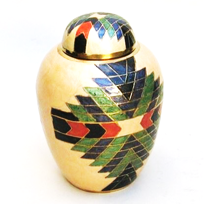 Aztec Design Brass Urn Screw on Top