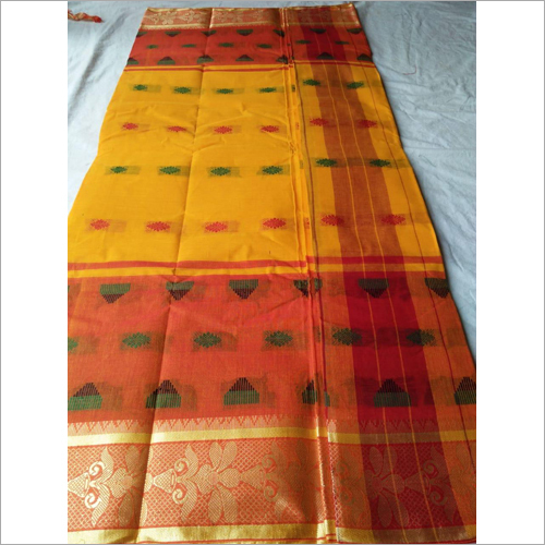 Parwal Buti Cotton Saree - 100% Cotton Weaving, Length - 5.5 mt | Handloom Crafted, Stylish Bengali Design, Durable Comfort