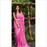 पिंक लेडीज़ कोटा सिल्क साड़ी