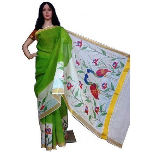 Ladies Floral Hand Printed Saree Ladies Floral Hand Printed Saree