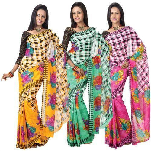 Ladies Check Cotton Saree