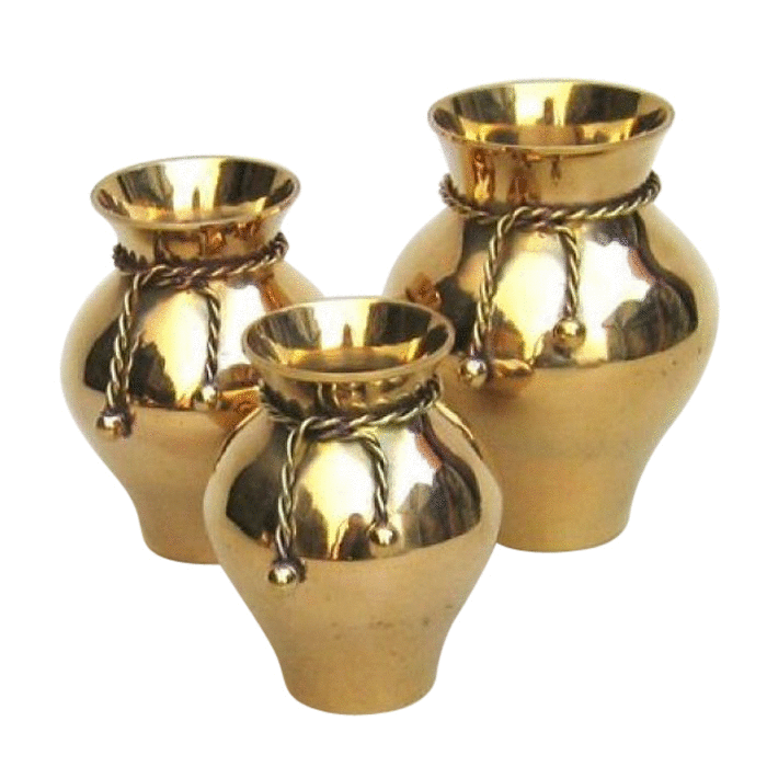 Solid Brass Rope Vase With Three Set