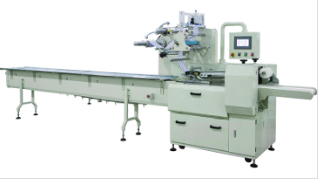 Model SF-C Automatic Horizontal Packaging Machine - Opp/PE, PT/PE, AL/PE Film, 4500x1050x1750 mm, Light Green, 60-280 Packs/Min, 5kW Power, Durable & Efficient