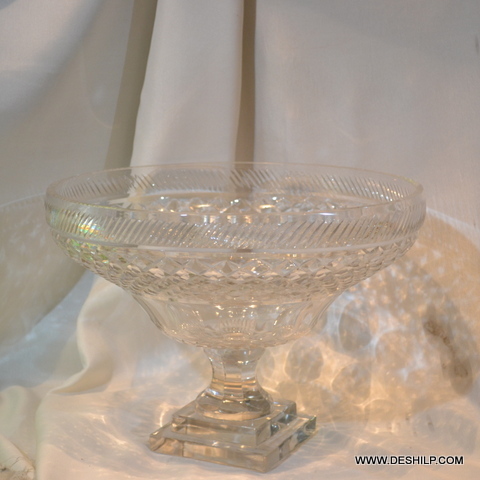 Transparent Crystal Cutting Glass Fruits Bowl