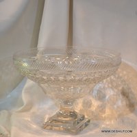 Crystal Cutting Glass Fruits Bowl - Glass Material, 6x10 Cm Size, Transparent Color, Polished Finish, Antique Design, Handcrafted Elegance For Indoor & Outdoor Decor