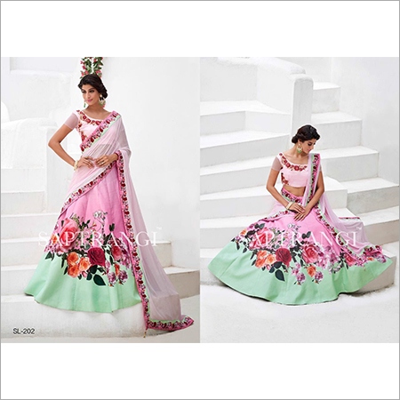 Pink And Green Digital Gown