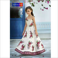 White And Pink Kids Ethnic Wear Party Gown