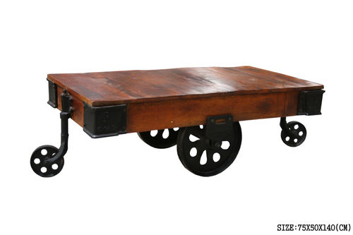 Industrial Iron Wheel Coffee Table