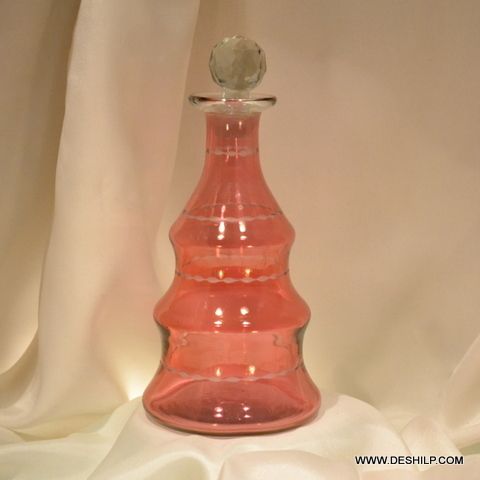 Red Color Ring Shape Glass Perfume Bottle