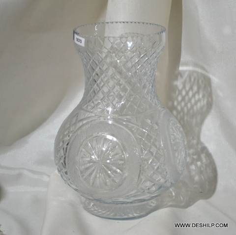 Decorative Hand Cut Glass Flower Vase