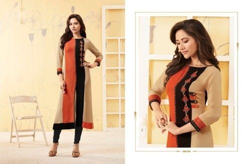Orange And Black Color And Also Available In All Color Ladies Kurti