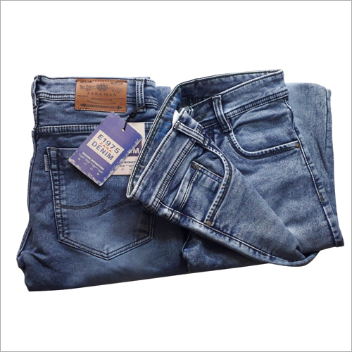 Faded Blue Mens Denim Stretchable Jeans