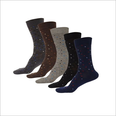 Mens Printed Cotton Formal Socks - Knee Length, Color Assorted (Blue, Brown, Black, Grey) | Breathable, Quick Dry, Tear Resistant, Skin Friendly