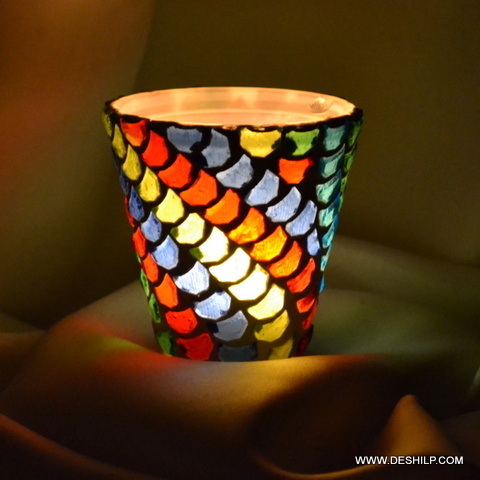 Colorful Transparent Small T Light Candle Holder - Material: Glass