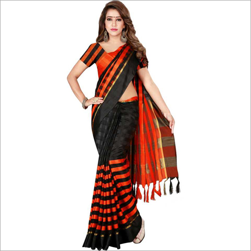 Multi Color Ladies Check Cotton Saree