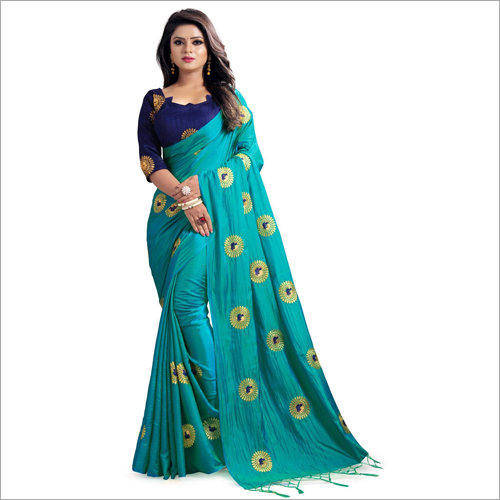 Ladies Designer Printed Saree - Cotton Material, Sky Blue Color | Mesmerizing Patterns, Versatile for Rainy, Spring, and Summer Seasons