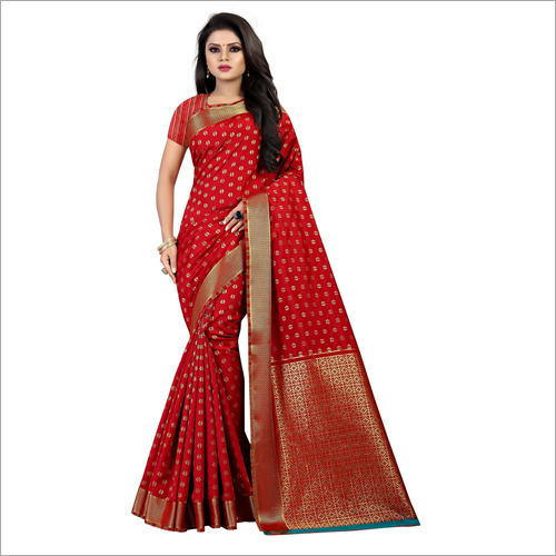 Red Ladies Designer Silk Saree