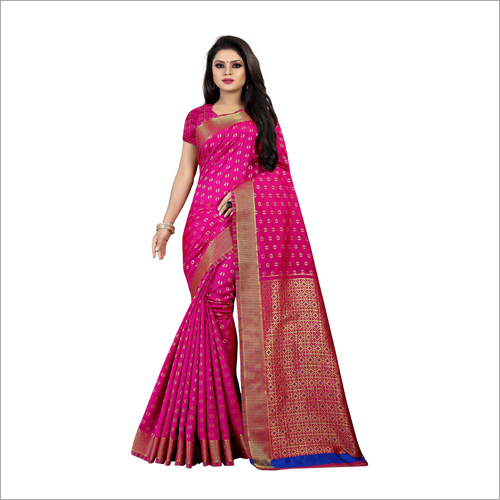 Pink Ladies Printed Silk Saree