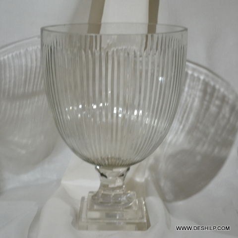 Heavy Cutting Glass Hurricane Candle for decoration